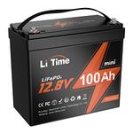 LiTime 12V 100Ah Mini LiFePO4 Lithium Battery,Upgraded 100A BMS, 10-Year Lifespan with Up to 15000 Cycles, Max. 1280Wh Energy LiFePO4 Battery in Small Size, Perfect for RV, Marine,Trolling Motor