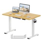 FlexiSpot E1 Plus ONE PIECE Electric Standing Desk Height Adjustable Sit Stand Desk with Memory Smart Panel(120 * 60cm, White Frame+Maple Desktop)