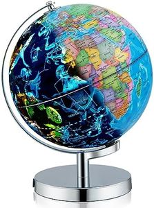 Goplus Illuminated Globes of The World with Stand, 9’’ Rotating 3 in 1 World Globe w/Constellation Stars, LED Night Light, Geography Educational Globe for Classroom, Office, Decorative, Kids Learning