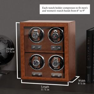 ROTHWELL 4 Watch Winder – Tan Leather Automatic Watch Storage