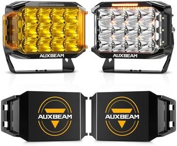 Auxbeam V-MAX Series 204W LED Driving Pod Lights, 7Inch Rectangle Offroad Spotlight with Amber DRL & Backlight, 270° Side Shooter Ditch Auxiliary Spot Flood Combo Beam with Amber&Black Cover