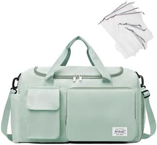 NPBAG Duffel Bag for Women, Sports Gym Bag with Wet Pocket & Shoes Compartment, Lightweight Weekender for Overnight, Travel Carry on Tote, Water Resistant (Light Green)