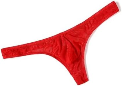 MuscleMate Men's Thong Underwear, Men's Lace Thong Underwear, No Visible Lines, Men's Lace Thong G-String Undie (XXL, Red)