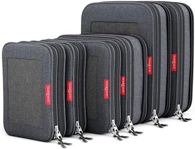 LeanTravel Compression Packing Cubes Luggage Organizers for Travel W/Double Zipper (6) Set - Color Black