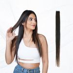 Capilus 100% Indian Natural Human Hair Clip In Color Streaks For Women, Single Clip (22 Inches, Brown)