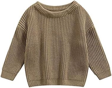 Afunbaby Baby Clothing Knit Sweater Jumper Blouse Pullover Sweatshirt Warm Crewneck Long Sleeve Tops for Infant Toddler, A-grey, 9-12 Months