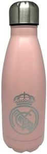 CYP Brands Real Madrid- Botella de agua de acero, Bidón, Cantimplora, Cierre Hermético, 550 ml, Color rosa, Producto Oficial
