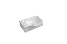 iBathUK Charm Wall Hung Basin, Small Ceramic Wash Basin Bathroom Sink, Wall Mounted,Countertop Sink for Cloakroom-One Left Hand Tap Hole-395x280x140mm, White