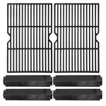 Hongso Porcelain Cast Iron Cooking Grid Grill Grates and Porcelain Steel Heat Plates Kit for Charbroil 463268008 463244011 463212511 463224611 Kenmore 415.166579 Gas Grill PCF652-PPC3214