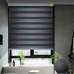 Yoolax Motorized Blinds Alexa with Remote Control Electric Zebra Blinds Customized Size Smart Blind for Windows with Dual Layer Sheer Shade(95% Shading Carbon Black)