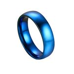 Friendship Rings Custom Text Stainless Steel, Polished Plain Band 6MM Fashion Rings for Men Blue Engagement Ring and Wedding Band Size 7