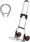 LEADALLWAY Dolly Cart Folding Hand Truck and Dolly,Steel Portable Cart with Telescoping Handle and Nylon+Rubber Wheels 180 lbs Capacity