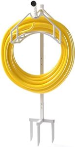 Utopia Home Hose Holder, Freestanding Metal Garden Hose Holder, Sturdy Outdoor Hose Holder, Detachable Water Hose Holder, Rustproof Hose Holder Box for Courtyards, Flower Beds, and Lawns - White