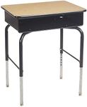 ECR4Kids 24" x 18" Adjustable Open Front Student Desk with Metal Book Box, Maple and Black