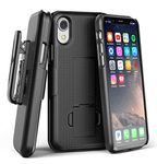 Encased iPhone XR Belt Clip Holster Case, Ultra Slim (DuraClip) Rubberized Grip Thin Fit Protective Hard Cover Holder - Black