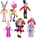 MADDER AKKA The Circus Plush Amazing Digital Stuffed Teddy Pack of 6, Circus Pomni Plush Toy, Jax and Pomni Plush, Cute Stuffed Figure Doll for Kids and Adults (Set of 6)