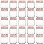 Fasmov 25 Pack 8 Ounce Clear Plastic Jars Containers with Rose Gold Lids, Round Empty Plastic Slime Storage Containers for Kitchen & Household Storage - BPA Free
