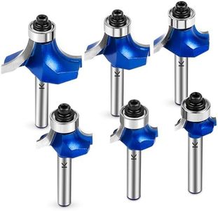 NICAVKIT 6Pcs Roundover Router Bit 1/4 Shank,Radius in 1/8" 3/16" 1/4" 5/16" 3/8" 1/2",Carbide Tip 2 Flutes Corner Rounding Over Edge Forming Router Bit with Bearing Guide CNC Woodworking Tool