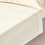 HOMESCAPES 1000 Thread Count Egyptian Cotton Cream Flat Sheet Super King Size Luxury Bed Sheet