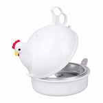 Microwave Egg Boiler and Poacher, Portable Chicken Shaped 4 Eggs Microwave Egg Cooker with Detachable Steamer Attachment, Egg Boiler Steamer for Home Cooking Utensils