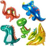 Dinosaur Balloons, 3D Giant Dinosaur Foil Balloons Inflatable with Helium/Air, 5 Pack Jumbo Dinosaurs Foil Balloons T-Rex Triceratops Jurassic Theme for Birthday Party Supplies Baby Shower Boys Girls