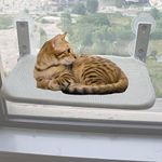 VOLINESSTI Cat Window Perch, Cat Window Hammock Bed, Cordless, Foldable, Solid Metal Frame, with 4 Strong Suction Cups, for Indoor Cats Inside