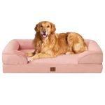 EHEYCIGA Memory Foam Orthopedic Dog Bed XL with Sides, Waterproof Liner Dog Beds for Extra Large Dogs, Non-Slip Bottom and Egg-Crate Foam Big Dog Couch Bed with Washable Removable Cover, Dusty Pink