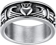 FaithHeart Claddagh Rings for Love, Stainless Steel/18K Gold Plated Women Men Wedding Band Ring Personalized Custom, Stainless Steel, No Gemstone