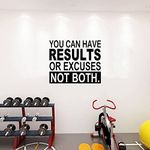 Wall Decal Stickers, Gym Wall Wecals, Motivational Sports Quotes Inspirational Garage Office Teamwork Workout Fitness Running Yoga Positive Exercise Basketball Baseball football Poster Home Vinyl Black, You Can Have Results Or Excuses Not Both 24"X20"