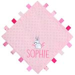 TeddyT's Personalised Bunny Rabbit Baby Taggy Blanket Comforter Gift (Pink)