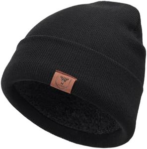 OZERO Daily Skully Beanie Hat,Thick and Soft Knitting Stretch to Fit Most Black