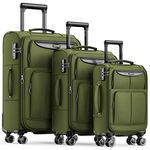 SHOWKOO Luggage Sets, Softside Lightweight Expandable Durable Suitcase with TSA Lock and Double Spinner Wheels, 3 Piece (20in24in28in), Olive Green,