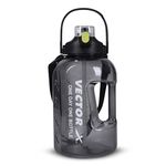 Vector X Gallon Plastic Water Bottle - with Carry Handle Reusable Gym Sports Outdoor Large 3 LTR Water Jug BPA-Free, Unbreakable, Freezer Safe (Black)