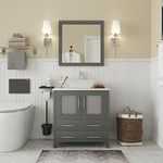 Vanity Art 30 inch Single Sink Small Bathroom Vanity Set 2-Drawers, 1-Shelf Engineered Marble Top and Ceramic Vessel Sink Bathroom Cabinet with Mirror - VA3130-G