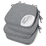 Shinnwa Chair Cushions for Dining Chairs Set of 4 Memory Foam Seat Cushions for Kitchen Chairs Thickened Metal Chair Pads with Ties 16.5 x 16.25 inches Grey