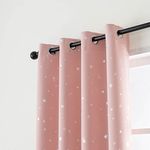MANGATA CASA Star Blackout Curtains for Bedroom- Cute Window Curtain Panels with Grommet for Kids Room-Drapes for Nursey Living Room 63 Inch Length 2 Panels (Pink,52x63in)