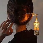 Lantern Light Tassel Hairpin Hair Stick Chinese Coiled Hair Antique Hair Pin Hair Accessories for Women White Bead 1pc