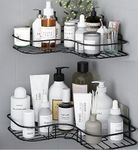 Stalwart36 Matte Black Adhesive Shower Caddy - Rustproof Metal Bathroom Corner Shelf & Kitchen Organizer, No-Drill Wall Mounted Storage Rack (8.50 & 7.50 INCH, Pack of 2)
