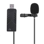 Lavalier Lapel Microphone, Portable Mini Collar Microphone USB Lapel Microphone, Clip On Mic for Conference Computer Recording Online Voice Calling