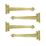 Adonai Hardware 7" "Agee Heavy Duty Brass Strap False or Faux or Dummy Hinge Front (4 Pack, Polish Lacquered) for Vintage Barn Doors, Gates, Furniture, Garage, Shutters and Fences