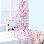 BSITSSS 3PCS 180cm Artificial Silk Cherry Blossom Garland Vines Hanging Vine Garland Artificial Flowers for Outdoor Indoor Wedding Wall Badroom Decoration (Pink)