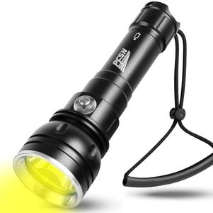 Dive Light Scuba Diving Flashlight - PFSN 3000 Lumens Yellowish Light Dive Flashlight, 150M Waterproof, 400M Long Range Diving Light, Best Underwater Flashlight for Diving, Caving Spearfishing Hunting