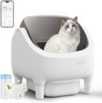 TRIUMPHKEY Automatic Self-Cleaning Cat Litter Tray, App-Controlled, Open-Top XXL Cat Litter Box with Dual Odor Control for Multiple catsan, Includes Mat, Waste Bags, Scoop & Scent Box