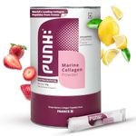 Punh Marine Collagen Powder with Peptan, 18 Amino Acids, Vitamin C for Healthy Skin, Hair, Nails, Bones & Joints for Men & Women – 25 Sachets (Strawberry Lemonade)