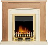 Adam Chilton Fireplace in Oak & Cream with Blenheim Electric Fire in Brass, 39 Inch