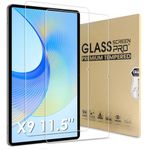 Bighan 2 Pack Screen Protector Compatible with Honor Pad X9 11.5", 9H Hardness Tempered Glass Film Clear Anti-Bubble Full Coverage foil