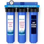 IONIX Treo Tank Filtration System | water softner for bathroom, Whole House Filter for Salt less Water softner Effective Scaling & Hard Water Treatment with Triple Filter Setup, filter for home