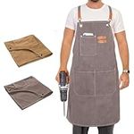 INMTIE woodworking apron Heavy wax canvas work apron(dark gray)