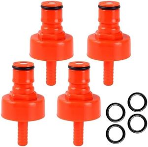 FERRODAY 4 Pack Carbonation Cap Forced Carbonation for PET Bottle 5/16 Barb CO2 Coupling to Carbonate Soda Beer Water PET Bottle Filling Carbonation Cap with No Fall Off Flat Gasket & Thick O-ring