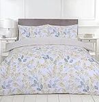 Night Comfort Percale Fluffy King Size Duvet Cover Set with Pillowcases - Reversible Soft Light Floral Leaves Printed Quilted Full bedding Set Duvet and Pillow Cover, Yellow